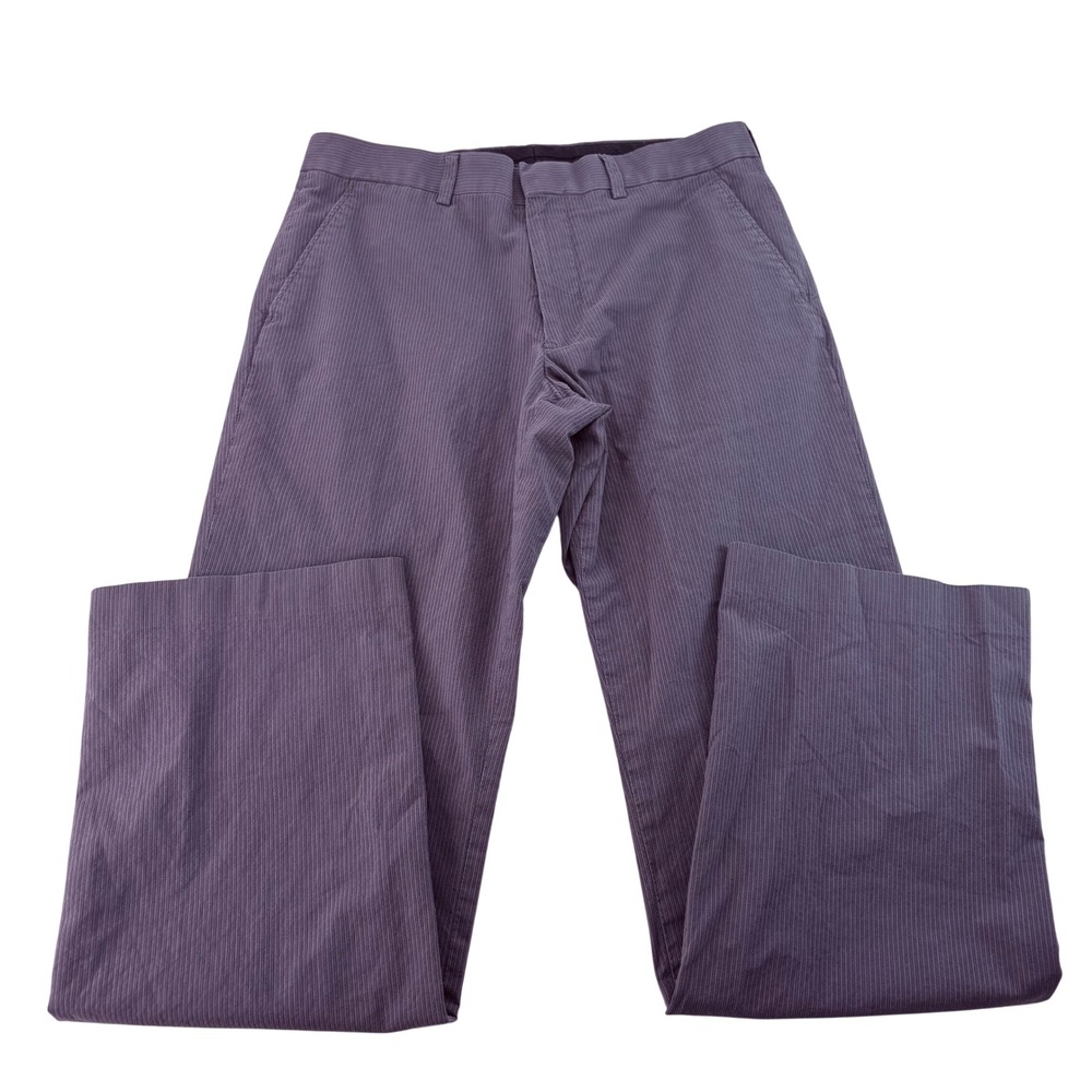 Express Design Studio Producer Mens 30x32 Purple Pinstripe Cotton Dress Pants